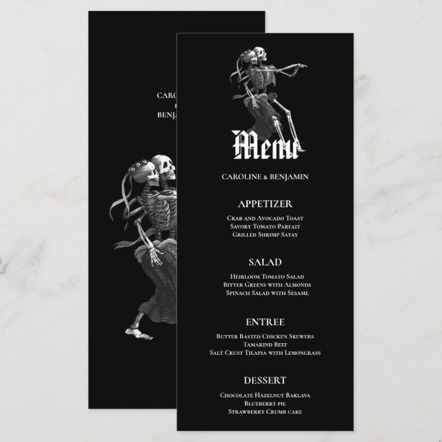 Menu de mariage d'Halloween élégant (Devant / Derrière)