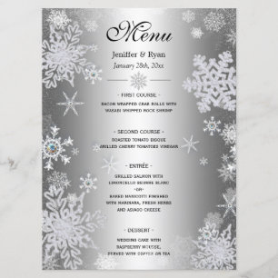 Menu de mariage d'hiver élégant