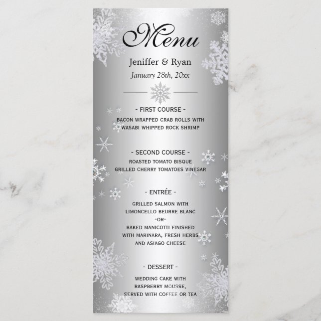 Menu de mariage d'hiver élégant (Devant)