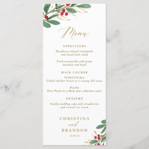 Menu de mariage d'hiver élégant ou menu de Noël