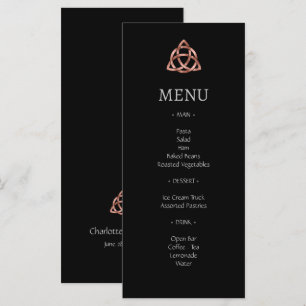Menu de Mariage d'or Rose Black Celtic moderne
