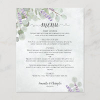 Menu de mariage économique au eucalyptus rustique