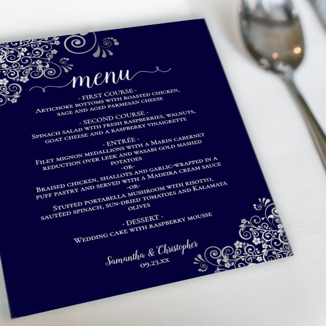 Menu de mariage économique avec Argent Orné sur Fo (Créateur téléchargé)