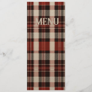 Menu de Mariage écossais blanc, noir et rouge