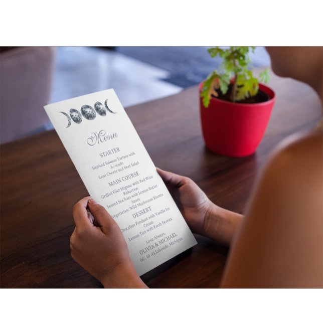 Menu de mariage éditable Bohème Phases lunaires cé (Créateur téléchargé)