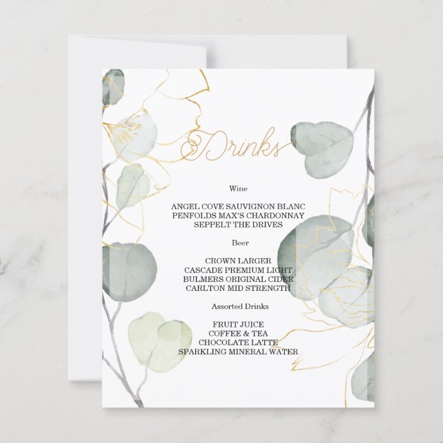 MENU DE MARIAGE ÉLÉGANT À PETIT BUDGET. (Dos)