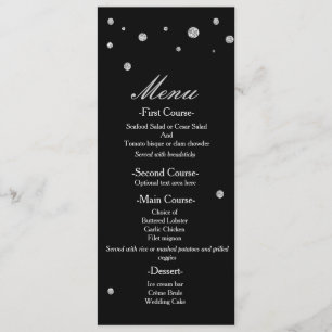 Menu de mariage élégant à points scintillants noir