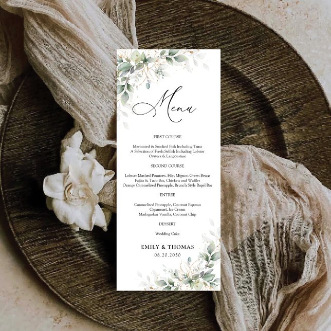 Menu de mariage élégant au eucalyptus (Créateur téléchargé)