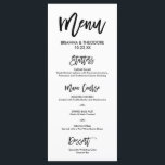 Menu de mariage élégant avec lettrage à la main<br><div class="desc">Menu simple et chic en noir et blanc. Visitez notre boutique en ligne pour voir plus de pièces de cette collection !</div>