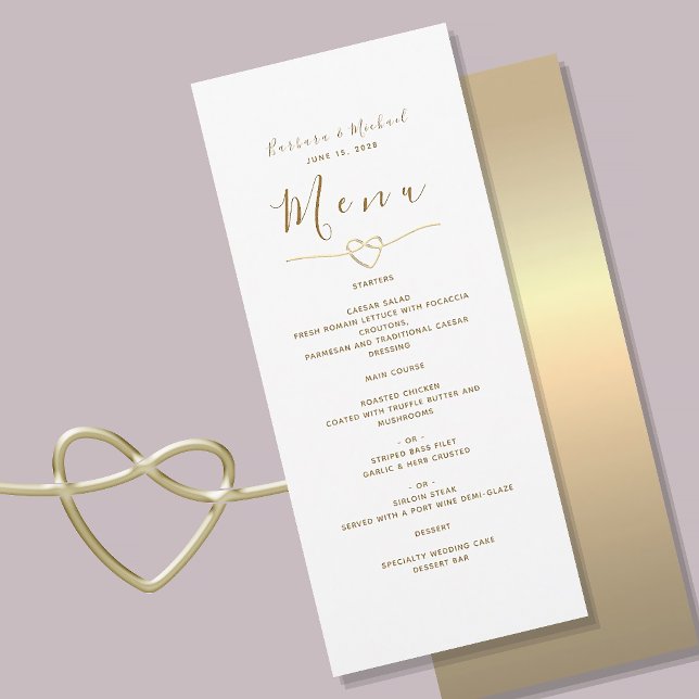 Menu de mariage élégant blanc et or moderne (Créateur téléchargé)