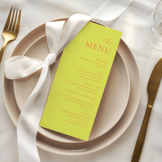 Menu de mariage élégant Chartreuse Persimmon Moder (Créateur téléchargé)