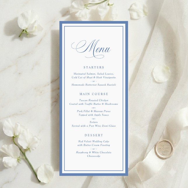 Menu de mariage élégant classique cadre poussiéreu (Créateur téléchargé)