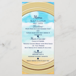 Menu de mariage élégant de la croisière de la plag