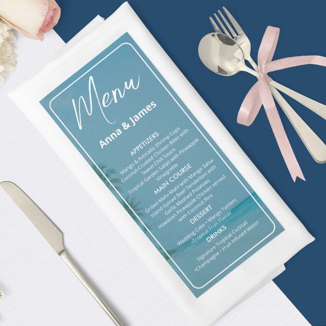 Menu de mariage élégant de réception de plage (Créateur téléchargé)