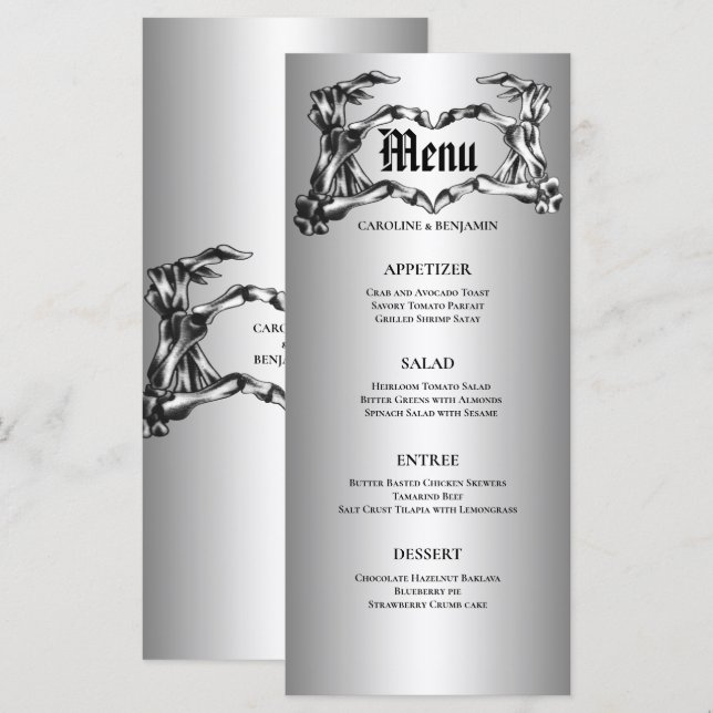 Menu de mariage élégant d'Halloween (Devant / Derrière)
