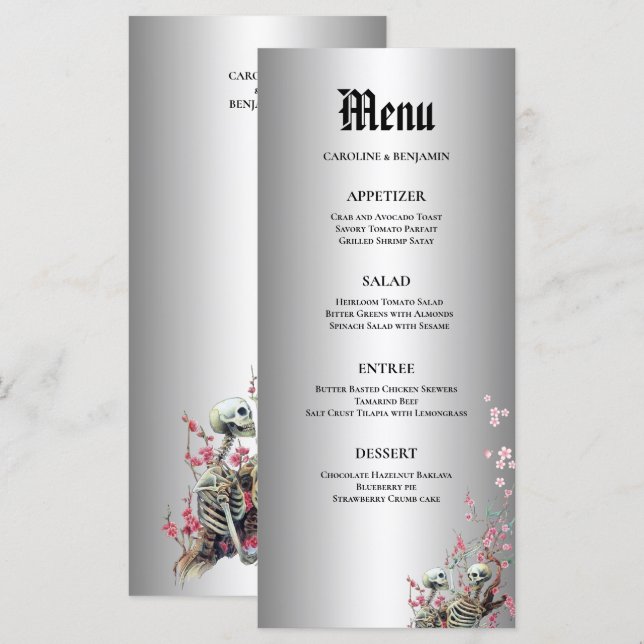 Menu de mariage élégant d'Halloween (Devant / Derrière)