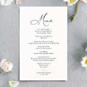 Menu de mariage élégant en noir et blanc