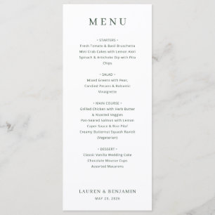 Menu de mariage élégant en noir et blanc avec seri