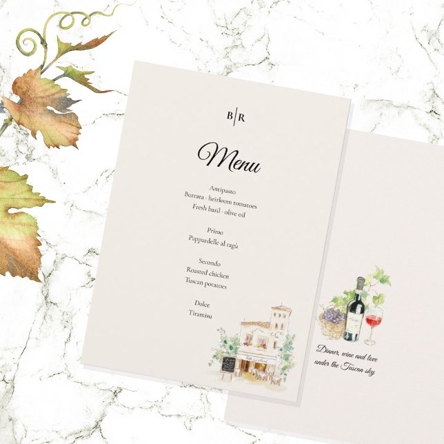 Menu de mariage élégant en Toscane Dîner dans une  (Créateur téléchargé)