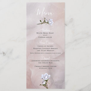Menu de mariage élégant et glamour aux roses blanc