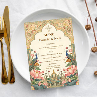 Menu de mariage élégant et luxueux indien Pichwai