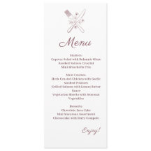 Menu de mariage élégant et minimaliste