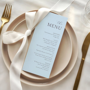 Menu de mariage élégant et minimaliste bleu prune