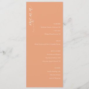 Menu de mariage élégant et minimaliste pêche