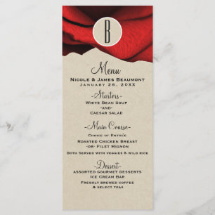 Menu de mariage élégant et rustique glamour Red Ro