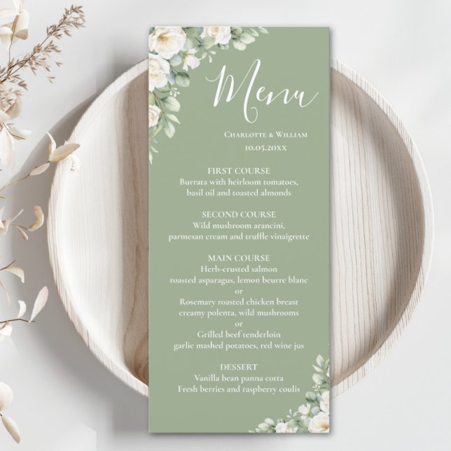Menu de mariage élégant floral verdure (Créateur téléchargé)