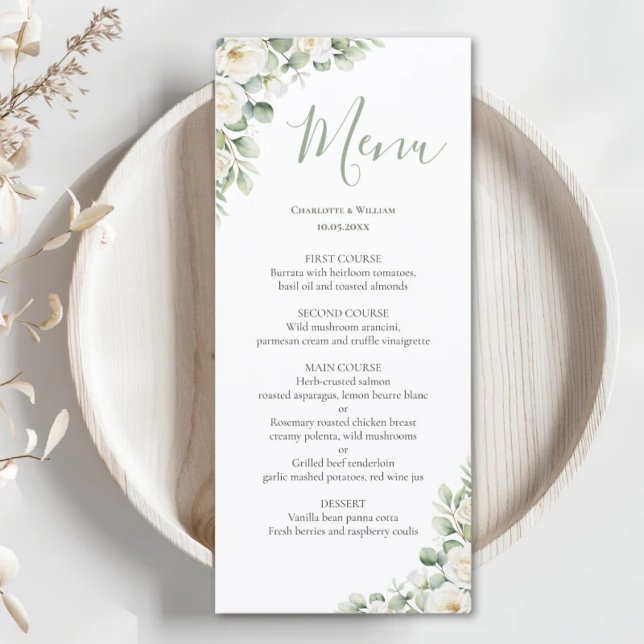 Menu de mariage élégant floral verdure (Créateur téléchargé)