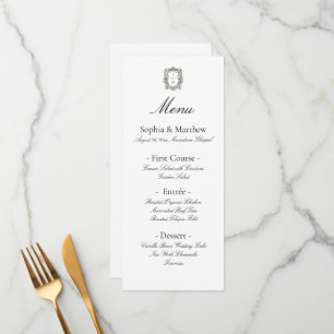 Menu de mariage élégant minimaliste à l'écriture v