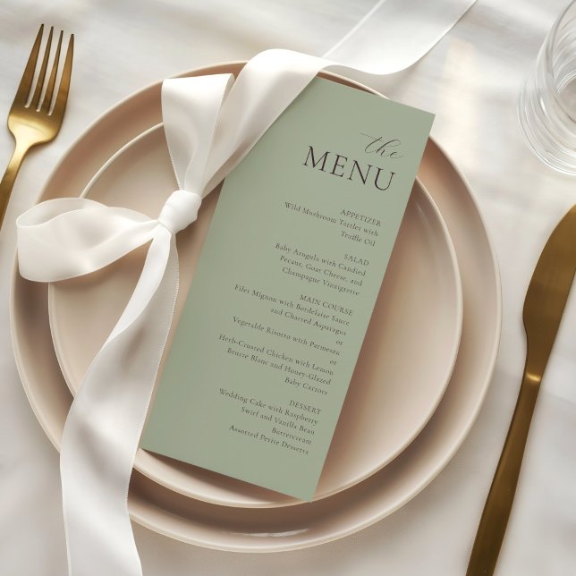Menu de mariage élégant Modern Sage Jade Plum (Créateur téléchargé)