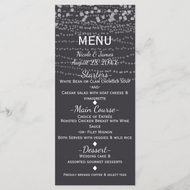 Menu de mariage élégant moderne avec guirlande de  (Devant)