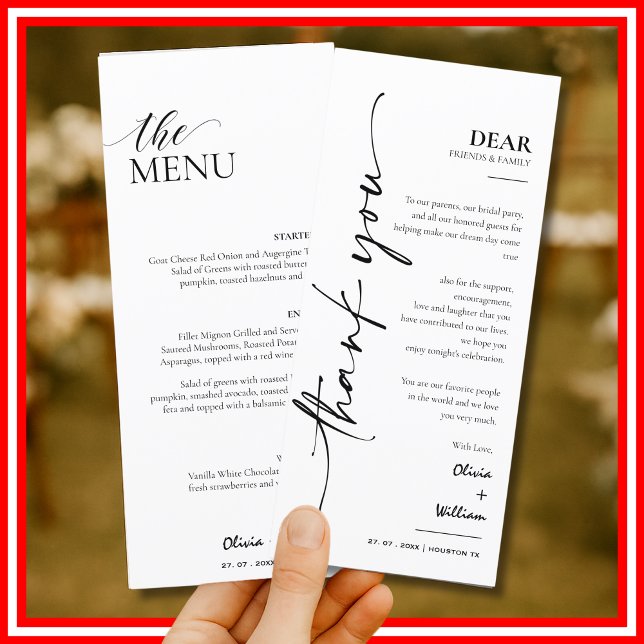 Menu de mariage élégant moderne et carte de remerc (Créateur téléchargé)