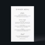 Menu de mariage élégant monogramme noir et blanc<br><div class="desc">Menu de mariage élégant présentant un style classique combinant des polices sans empattement modernes et élégantes.</div>