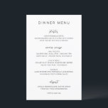 Menu de mariage élégant monogramme noir et blanc<br><div class="desc">Menu de mariage élégant présentant un style classique combinant des polices sans empattement modernes et élégantes.</div>