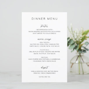Menu de mariage élégant monogramme noir et blanc