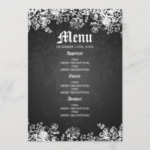 Menu de mariage élégant Noir de style victorien