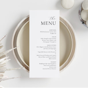 Menu de mariage élégant noir et blanc minimaliste 