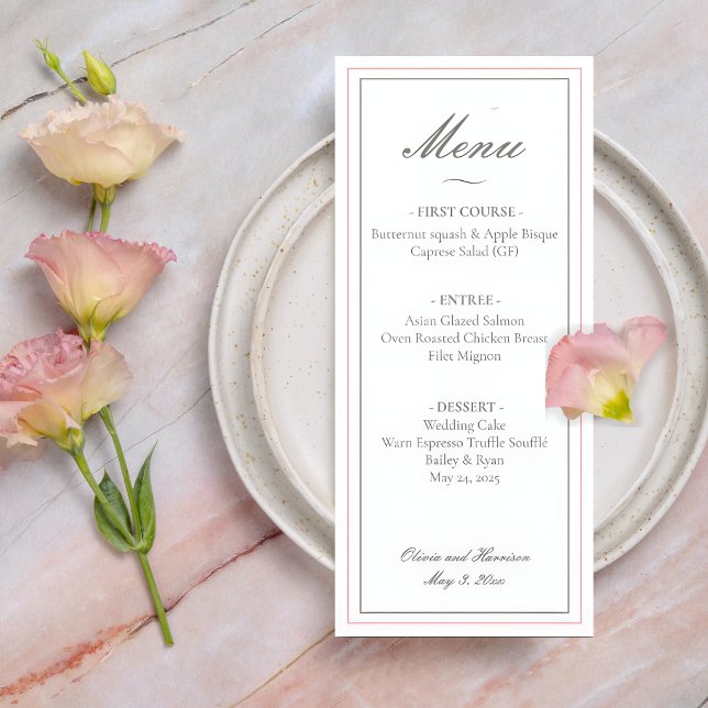 Menu de mariage élégant vert sauge (Créateur téléchargé)