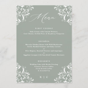 Menu de mariage élégant vert sauge vintage