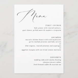 Menu de mariage élégant vintage calligraphié