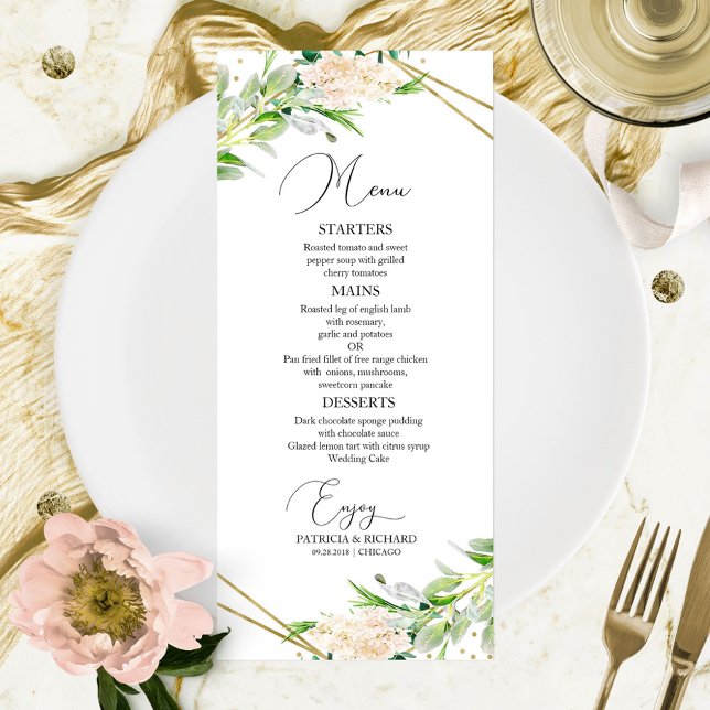 Menu de mariage Élégante verdure géométrique (Créateur téléchargé)