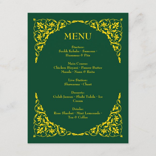 Menu de mariage Emerald Elegance (Devant)