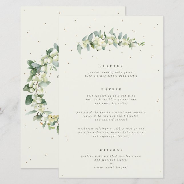 Menu de mariage en 3 plats à la Crème et au Sympho (Devant / Derrière)