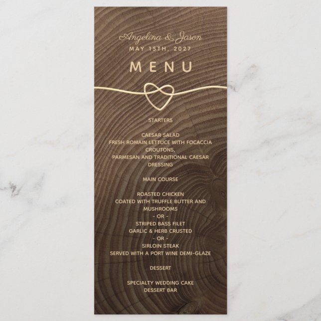 Menu de mariage en bois (Devant)