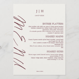 Menu de mariage en Bourgogne