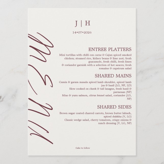 Menu de mariage en Bourgogne (Devant)