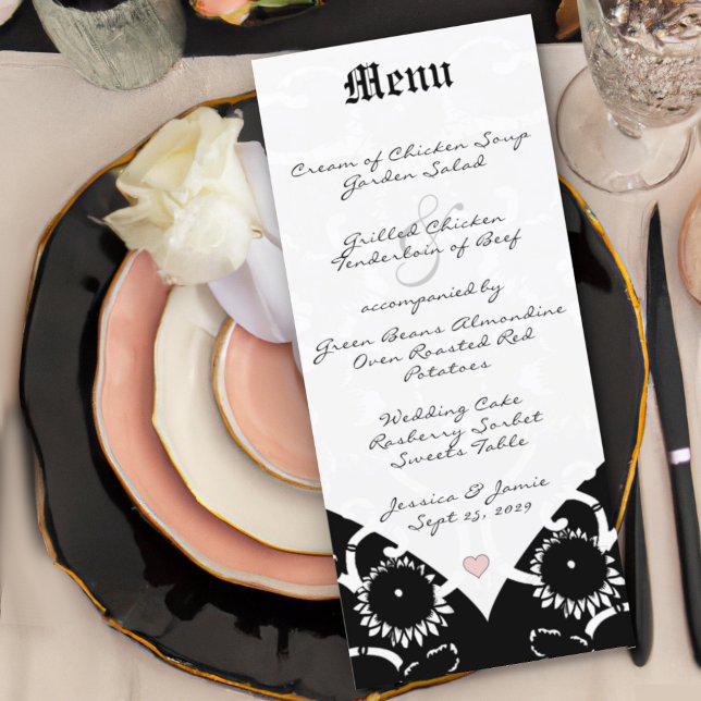 Menu de mariage en damas noir (Créateur téléchargé)